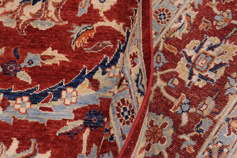 handmade Traditional Kafkaz Rust Blue Hand Knotted RECTANGLE 100% WOOL area rug 9x12