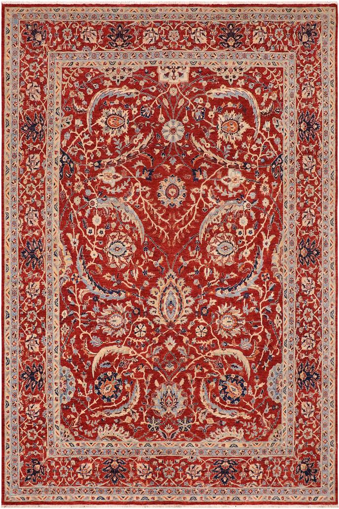 handmade Traditional Kafkaz Rust Blue Hand Knotted RECTANGLE 100% WOOL area rug 9X12