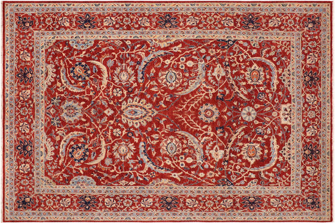 handmade Traditional Kafkaz Rust Blue Hand Knotted RECTANGLE 100% WOOL area rug 9x12