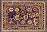Eclectic Ziegler Von Blue/Beige Hand-Knotted Wool Rug - 8'8'' x 11'9''