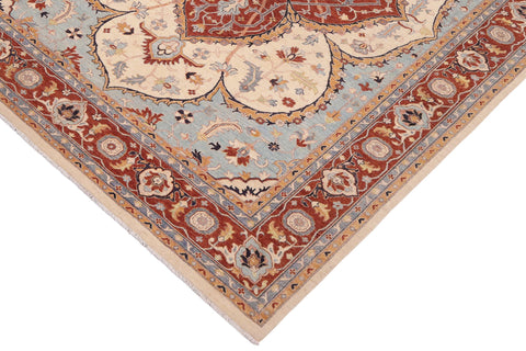 handmade Traditional Kafkaz Beige Rust Hand Knotted RECTANGLE 100% WOOL area rug 10' x 14'