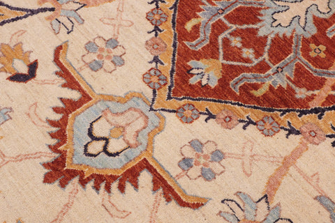 handmade Traditional Kafkaz Beige Rust Hand Knotted RECTANGLE 100% WOOL area rug 10' x 14'