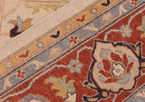 handmade Traditional Kafkaz Beige Rust Hand Knotted RECTANGLE 100% WOOL area rug 10' x 14'