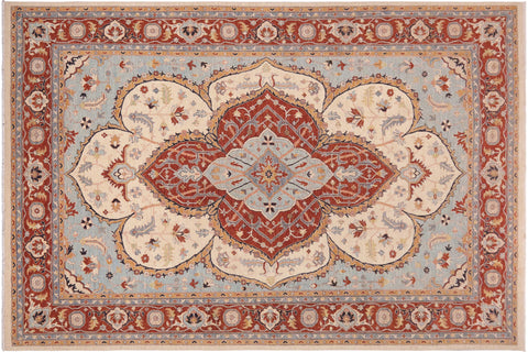 handmade Traditional Kafkaz Beige Rust Hand Knotted RECTANGLE 100% WOOL area rug 10' x 14'