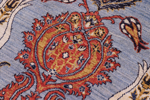 handmade Modern Kafkaz Blue Rust Hand Knotted RECTANGLE 100% WOOL area rug 10' x 14'