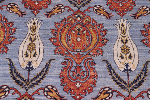 handmade Modern Kafkaz Blue Rust Hand Knotted RECTANGLE 100% WOOL area rug 10' x 14'