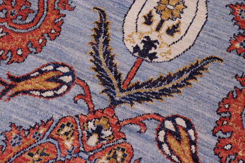 handmade Modern Kafkaz Blue Rust Hand Knotted RECTANGLE 100% WOOL area rug 10' x 14'