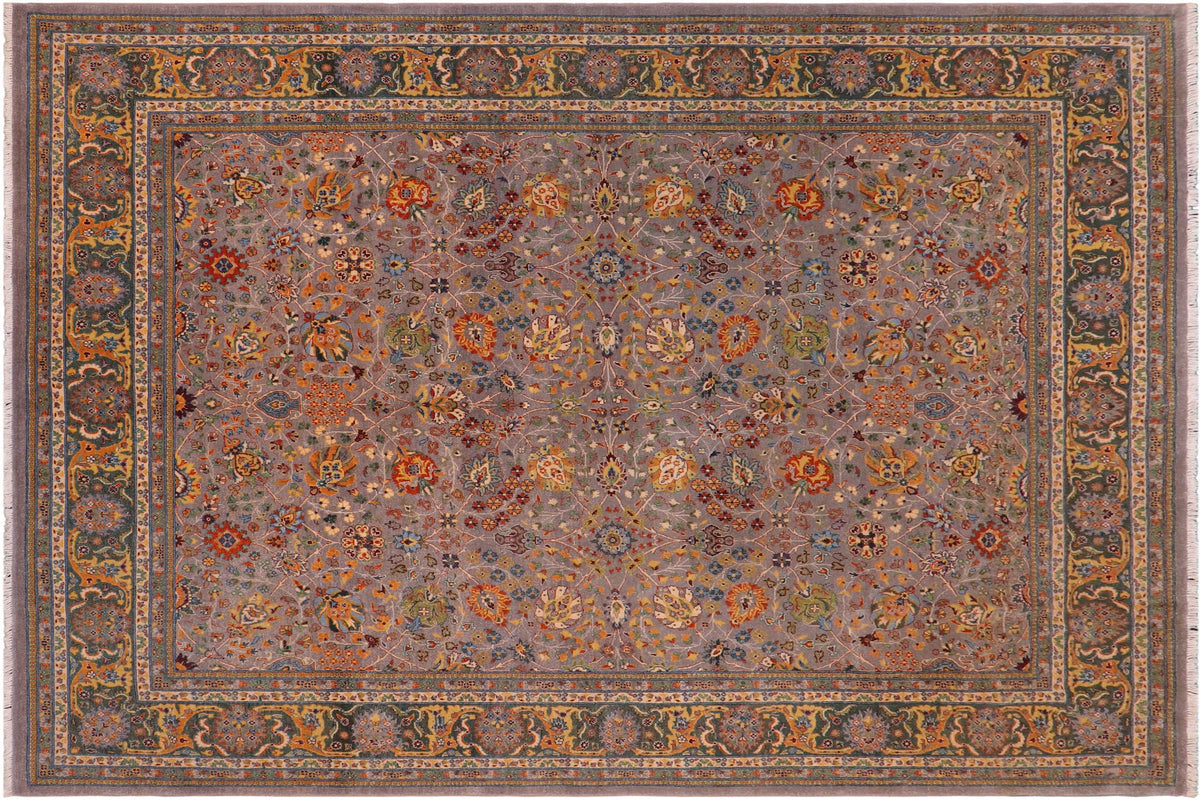 handmade Traditional Design Gray Green Hand Knotted RECTANGLE 100% WOOL area rug 8' x 10'