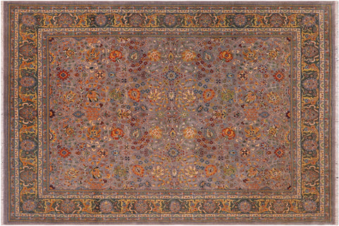 handmade Traditional Design Gray Green Hand Knotted RECTANGLE 100% WOOL area rug 8' x 10'