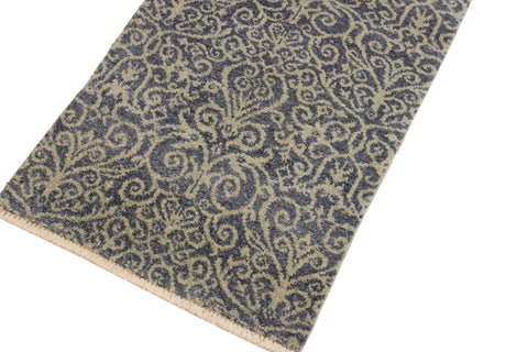 handmade Transitional Kafkaz Lt. Blue Lt. Blue Hand Knotted RUNNER 100% WOOL area rug 2' x 8'