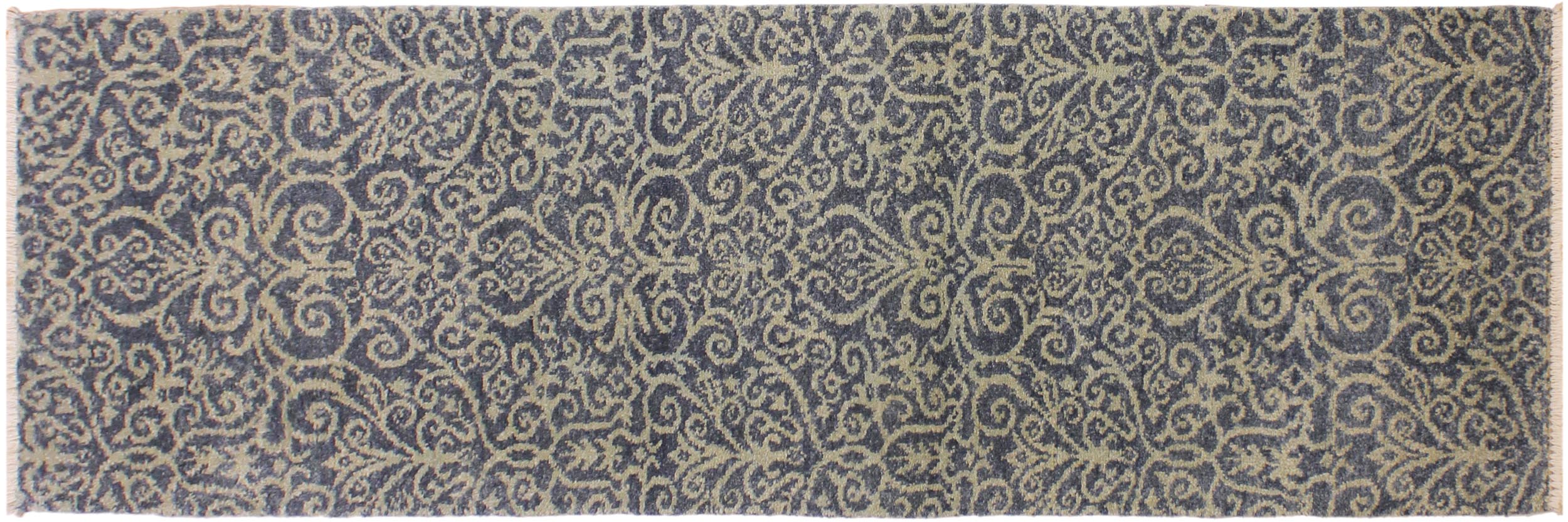 handmade Transitional Kafkaz Lt. Blue Lt. Blue Hand Knotted RUNNER 100% WOOL area rug 2' x 8'