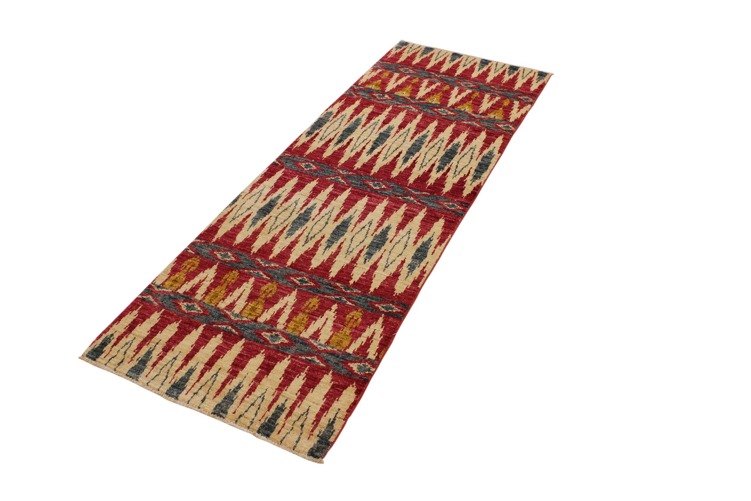 handmade Geometric Kafkaz Pink Green Hand Knotted RUNNER 100% WOOL area rug 3' x 8'