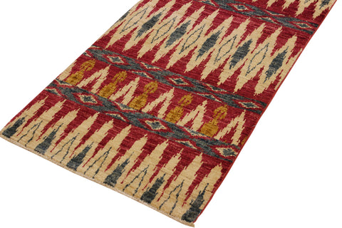 handmade Geometric Kafkaz Pink Green Hand Knotted RUNNER 100% WOOL area rug 3' x 8'