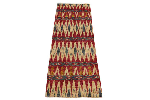 handmade Geometric Kafkaz Pink Green Hand Knotted RUNNER 100% WOOL area rug 3' x 8'