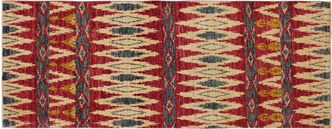 handmade Geometric Kafkaz Pink Green Hand Knotted RUNNER 100% WOOL area rug 3' x 8'