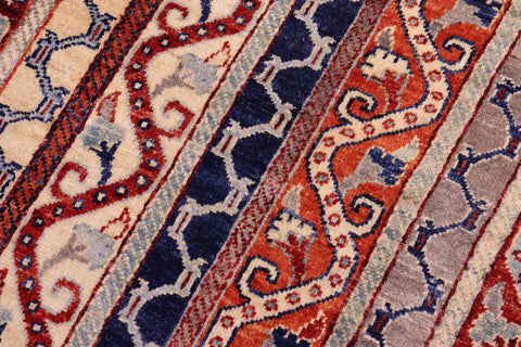 handmade Transitional Shawl Red Blue Hand Knotted RECTANGLE 100% WOOL area rug 6x8