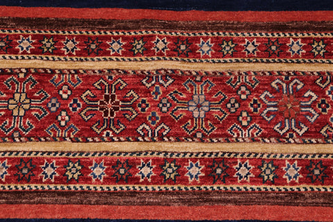 handmade Geometric Kurjean Red Blue Hand Knotted RECTANGLE 100% WOOL area rug 6x8