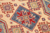 handmade Geometric Kazak Light Blue Beige Hand Knotted RECTANGLE 100% WOOL area rug 5x7