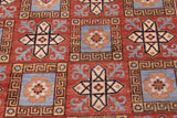 handmade Traditional Kafkaz Rust Lt. Blue Hand Knotted RECTANGLE 100% WOOL area rug 6 x 9