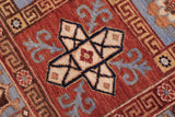 handmade Traditional Kafkaz Rust Lt. Blue Hand Knotted RECTANGLE 100% WOOL area rug 6 x 9