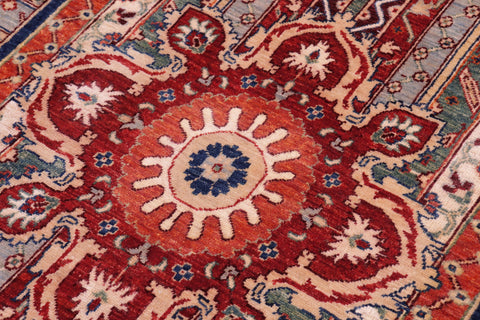 handmade Geometric Kurjean Red Rust Hand Knotted RECTANGLE 100% WOOL area rug 6x8