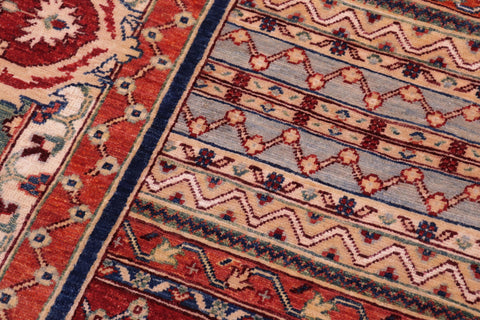 handmade Geometric Kurjean Red Rust Hand Knotted RECTANGLE 100% WOOL area rug 6x8