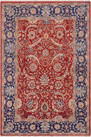 handmade Traditional Kafkaz Rust Blue Hand Knotted RECTANGLE 100% WOOL area rug 6X8