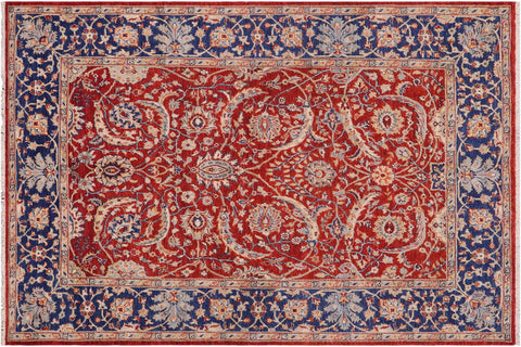 handmade Traditional Kafkaz Rust Blue Hand Knotted RECTANGLE 100% WOOL area rug 6x8