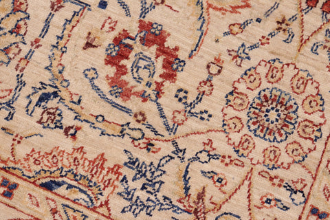 handmade Traditional Kafkaz Tan Blue Hand Knotted RECTANGLE 100% WOOL area rug 7x10