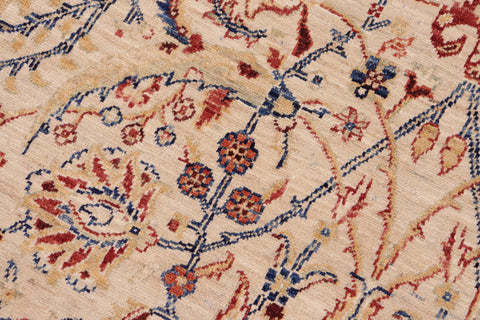 handmade Traditional Kafkaz Tan Blue Hand Knotted RECTANGLE 100% WOOL area rug 7x10