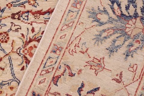 handmade Traditional Kafkaz Tan Blue Hand Knotted RECTANGLE 100% WOOL area rug 7x10