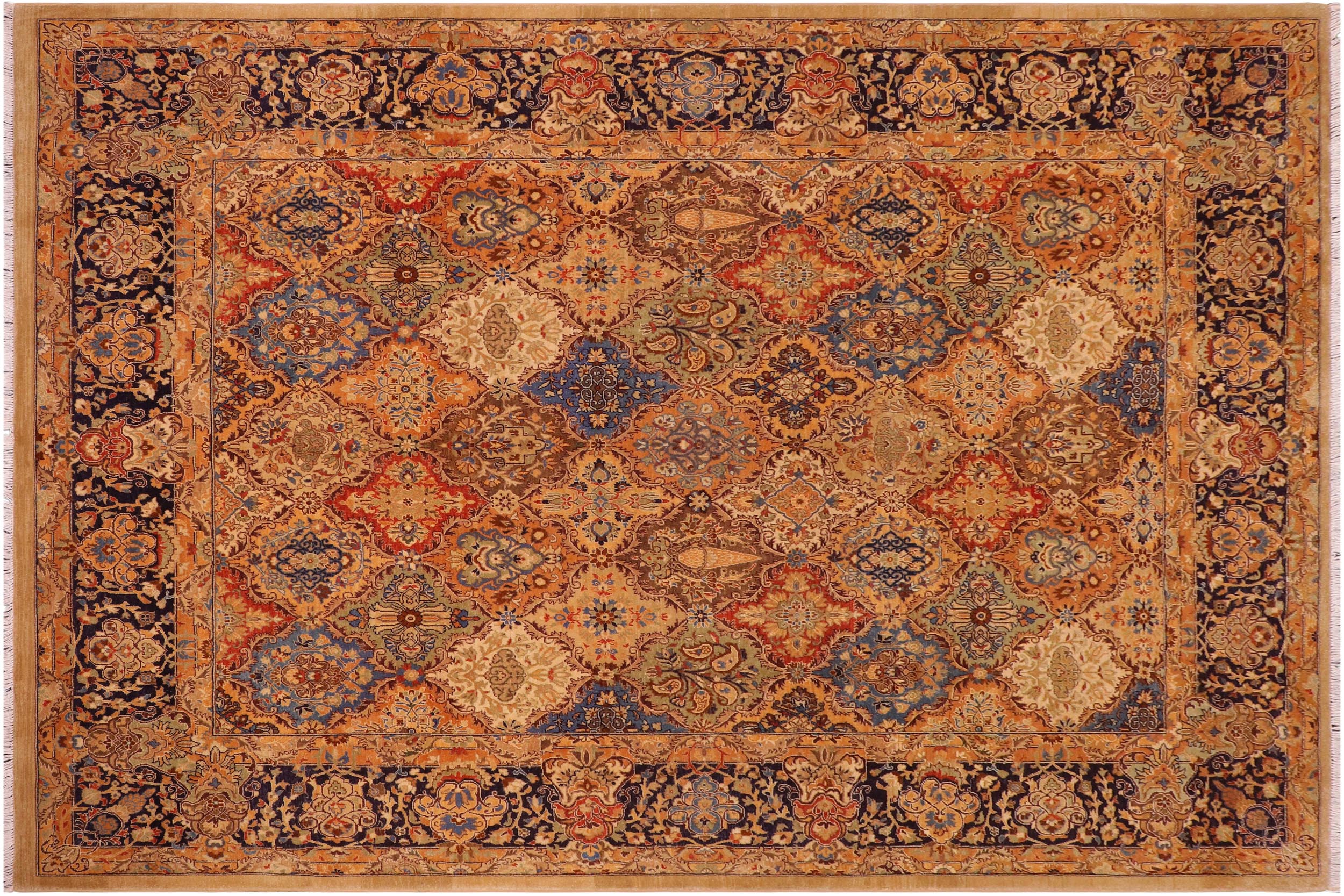 handmade Transitional Design Multi Blue Hand Knotted RECTANGLE 100% WOOL area rug 8' x 10'