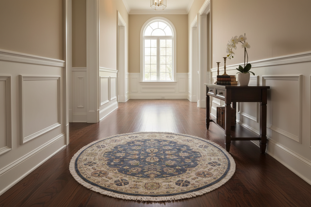 handmade Traditional Kafkaz Gray Blue Hand Knotted ROUND 100% WOOL area rug 6' x 6'