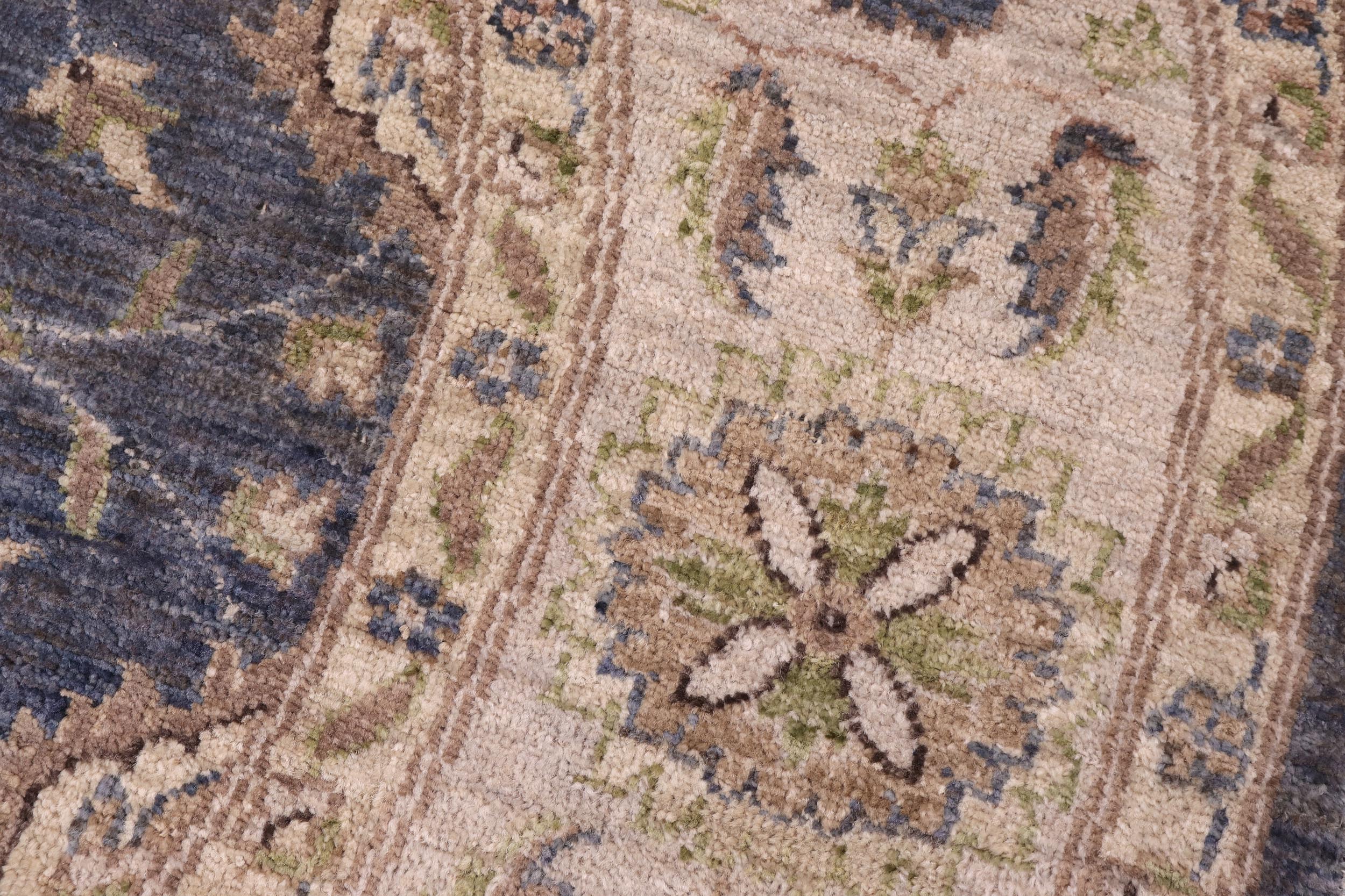 handmade Traditional Kafkaz Gray Blue Hand Knotted ROUND 100% WOOL area rug 6' x 6'