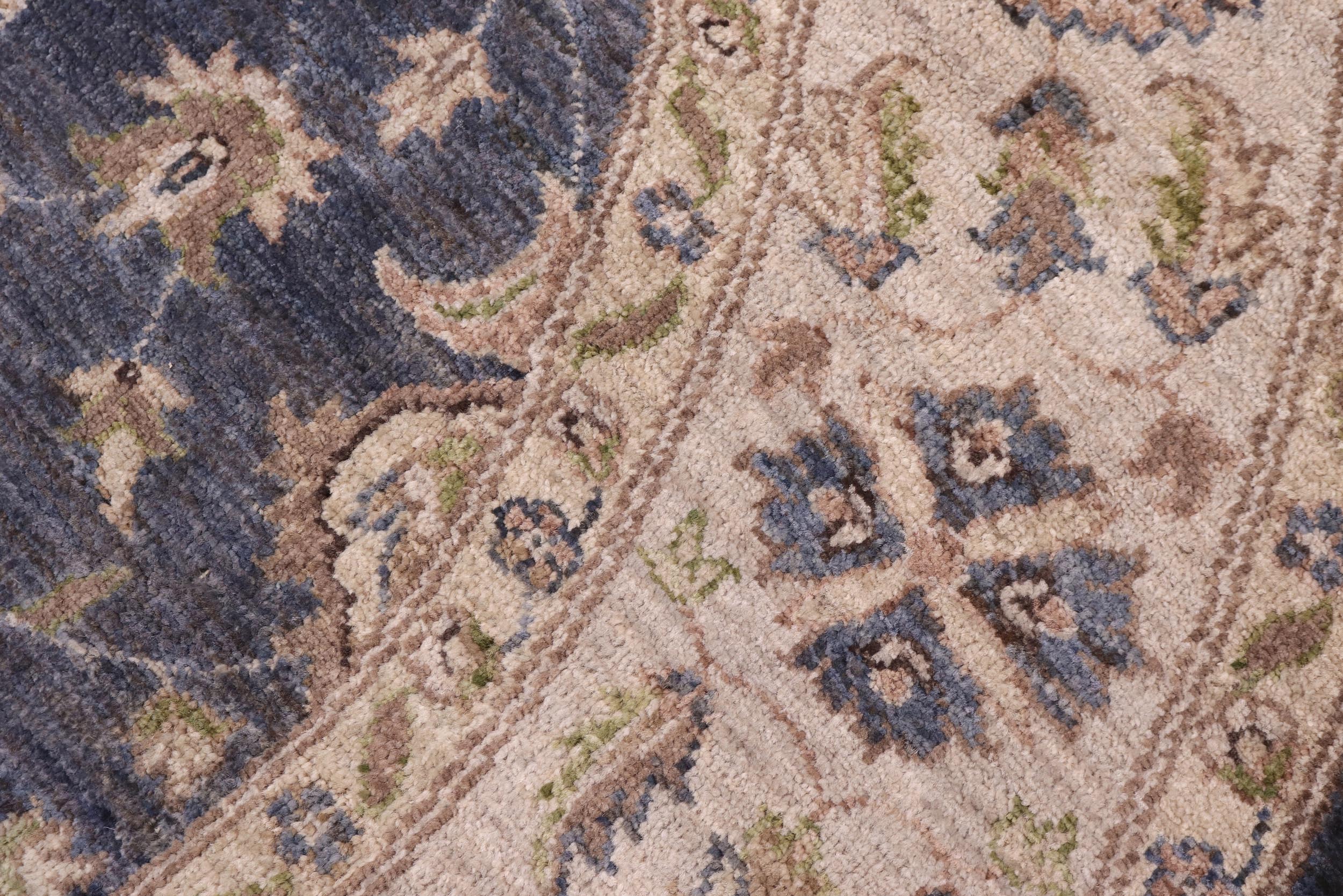 handmade Traditional Kafkaz Gray Blue Hand Knotted ROUND 100% WOOL area rug 6' x 6'