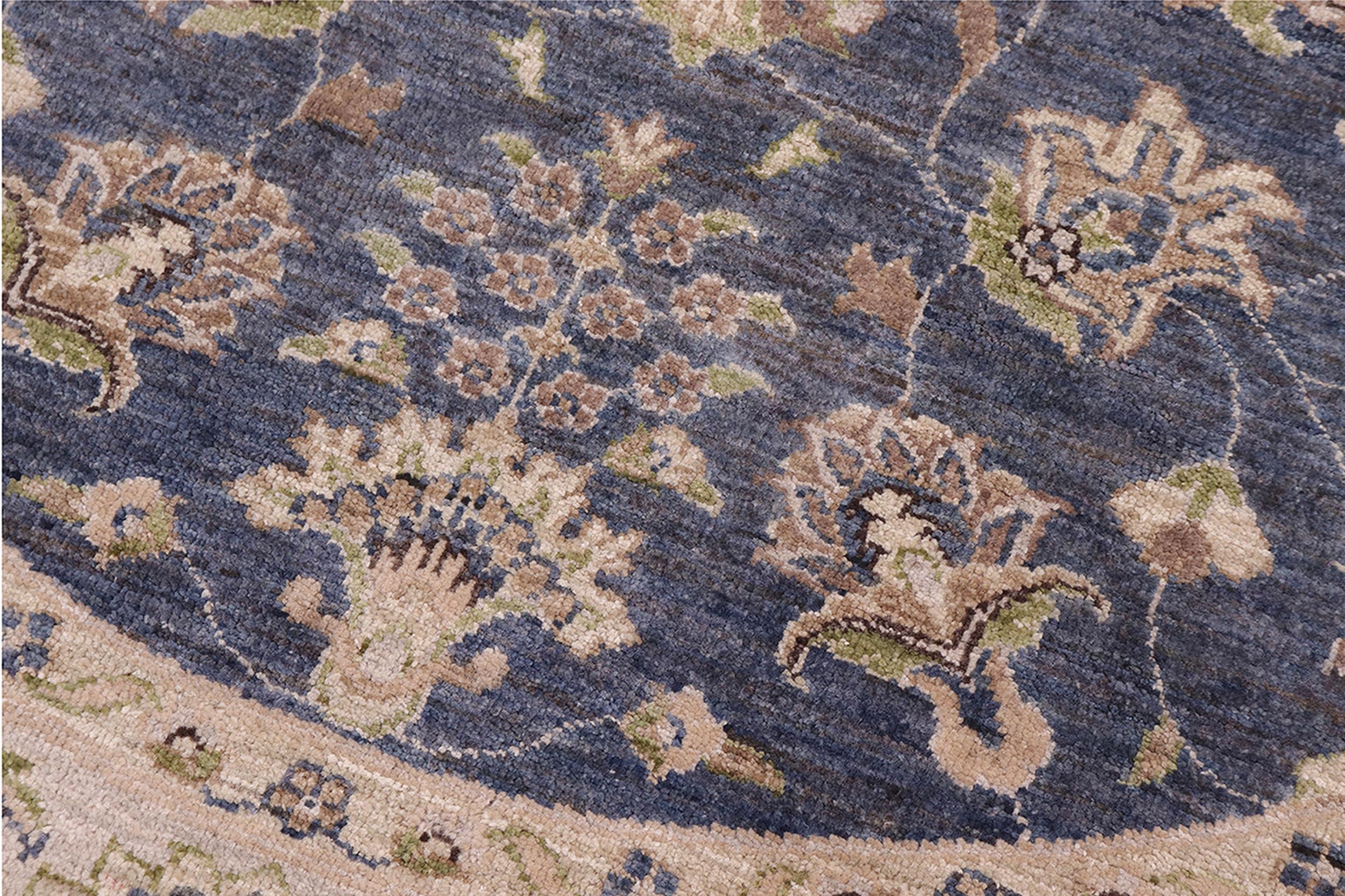 handmade Traditional Kafkaz Gray Blue Hand Knotted ROUND 100% WOOL area rug 6' x 6'