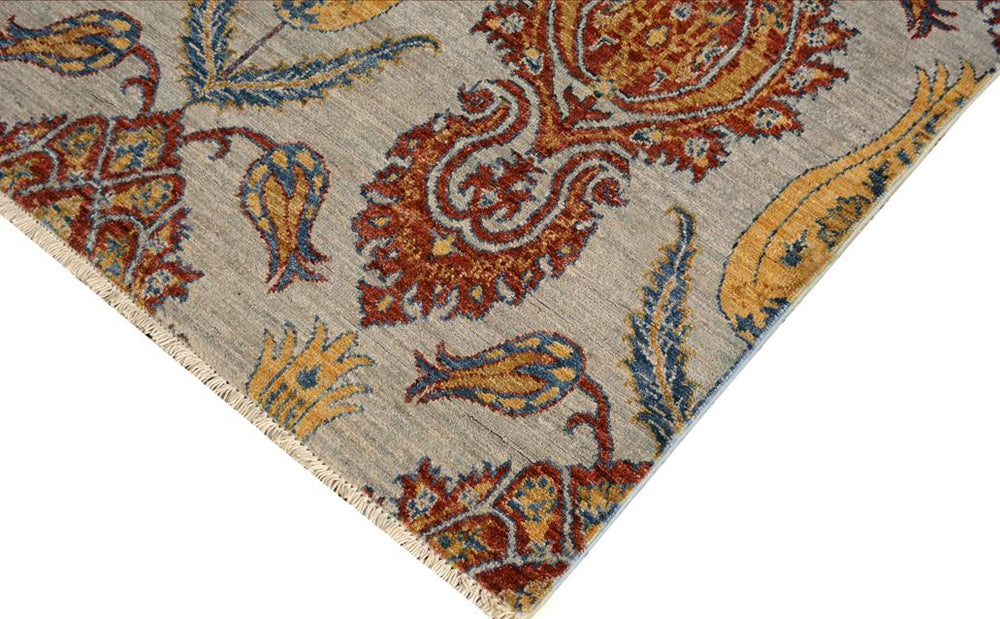 handmade Modern Kafkaz Gray Blue Hand Knotted RECTANGLE 100% WOOL area rug 4X6