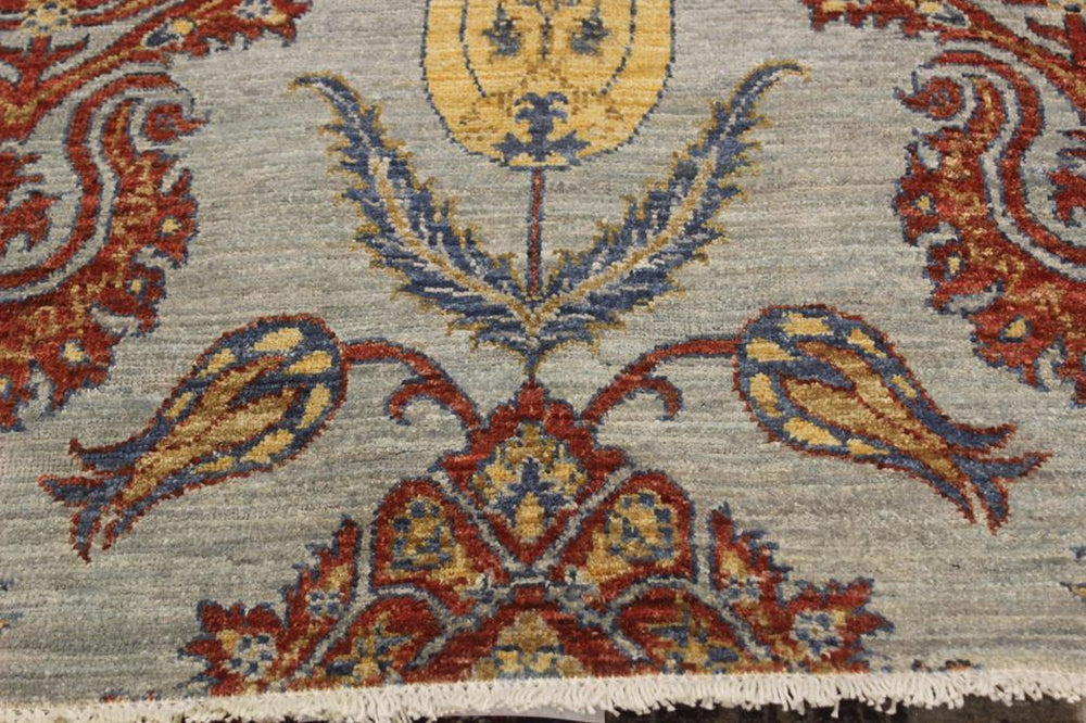 handmade Modern Kafkaz Gray Blue Hand Knotted RECTANGLE 100% WOOL area rug 4X6