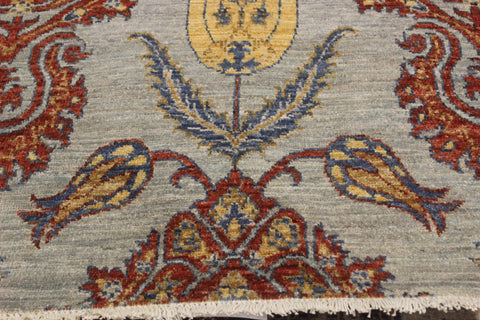 handmade Modern Kafkaz Gray Blue Hand Knotted RECTANGLE 100% WOOL area rug 4' x 6'