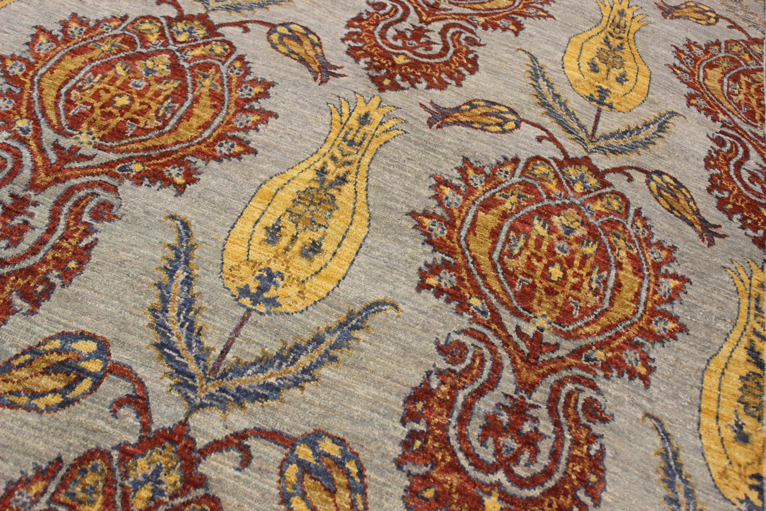 handmade Modern Kafkaz Gray Blue Hand Knotted RECTANGLE 100% WOOL area rug 4' x 6'