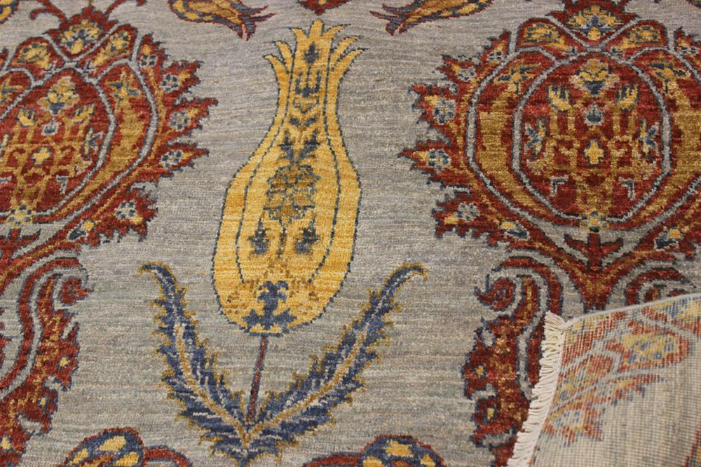 handmade Modern Kafkaz Gray Blue Hand Knotted RECTANGLE 100% WOOL area rug 4X6