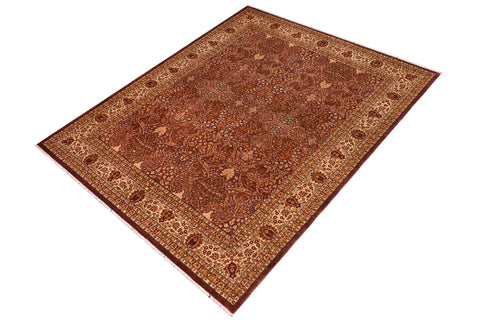handmade Traditional  Brown Ivory Hand Knotted RECTANGLE 100% WOOL area rug 8' x 10'