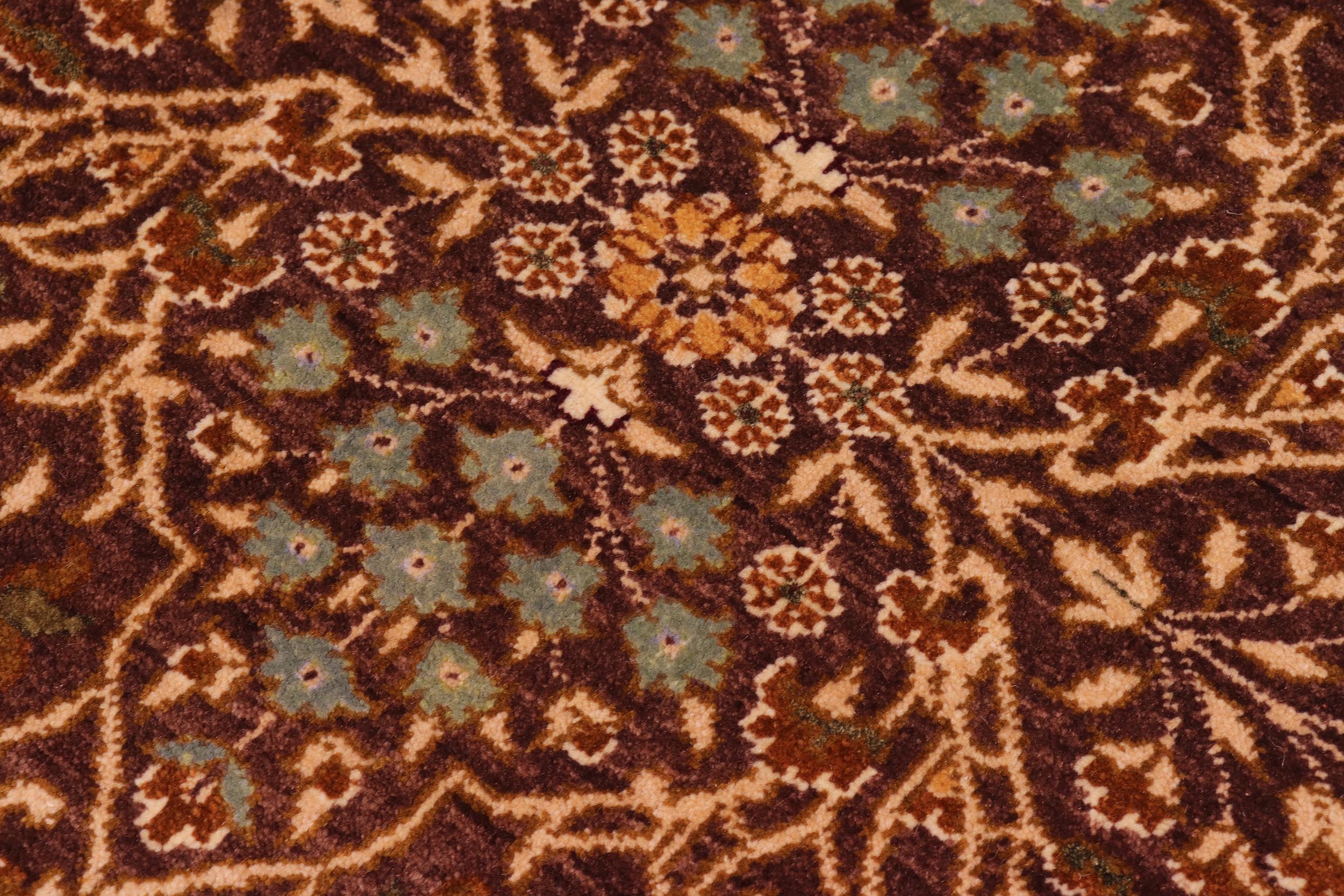 handmade Traditional  Brown Ivory Hand Knotted RECTANGLE 100% WOOL area rug 8' x 10'