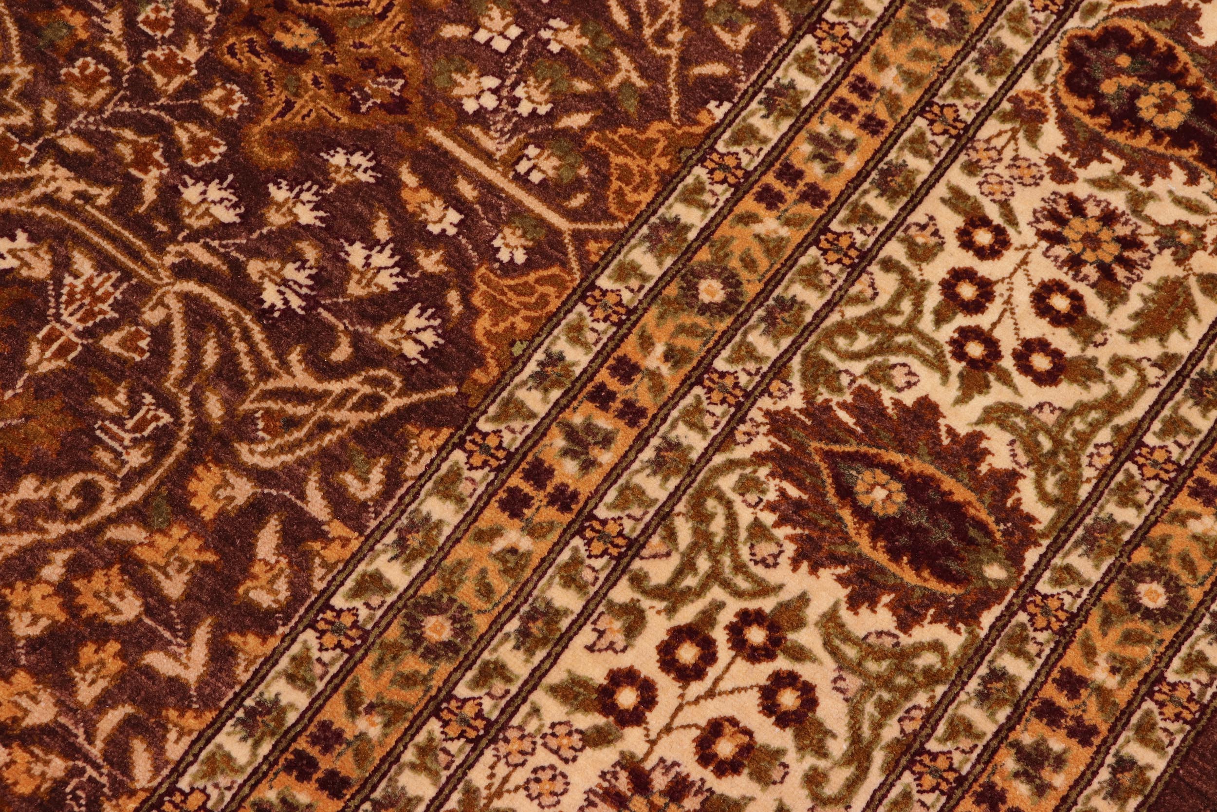 handmade Traditional  Brown Ivory Hand Knotted RECTANGLE 100% WOOL area rug 8' x 10'