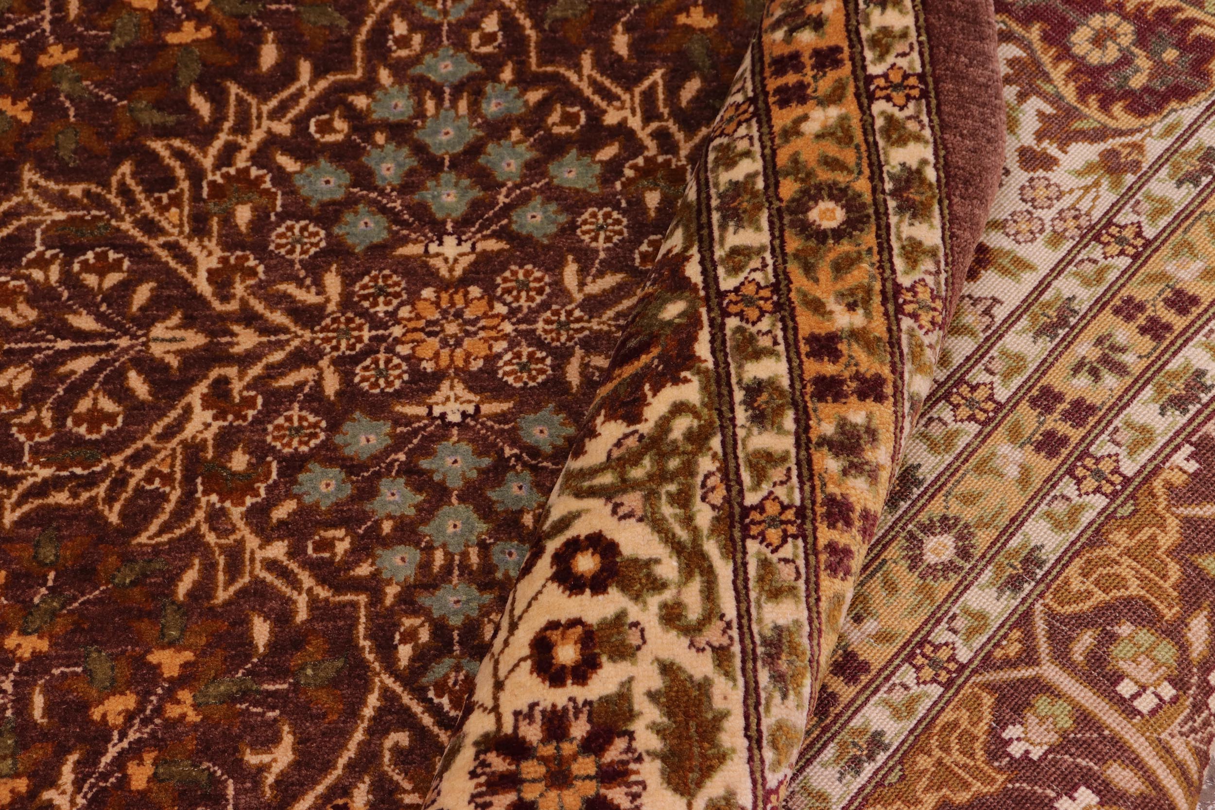 handmade Traditional  Brown Ivory Hand Knotted RECTANGLE 100% WOOL area rug 8' x 10'