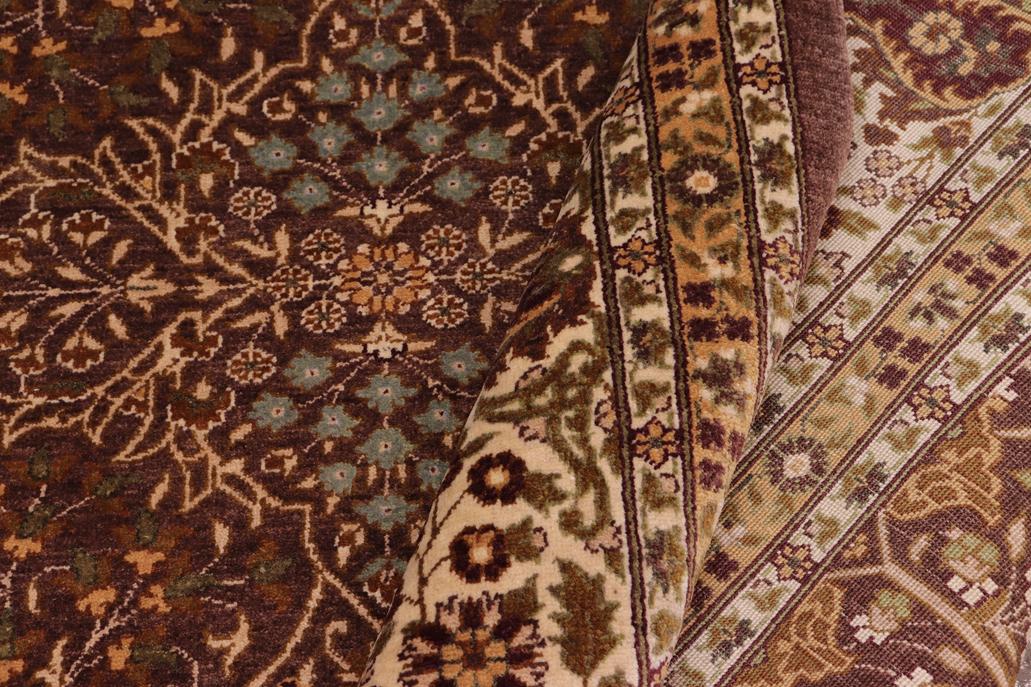 handmade Traditional  Brown Ivory Hand Knotted RECTANGLE 100% WOOL area rug 8'X10'