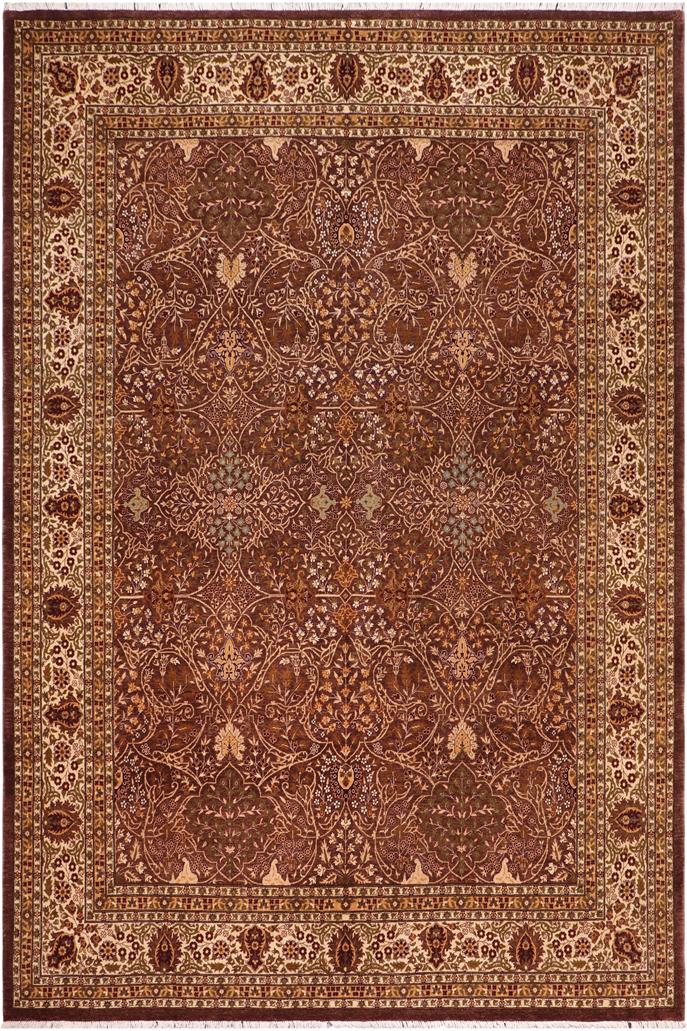 handmade Traditional  Brown Ivory Hand Knotted RECTANGLE 100% WOOL area rug 8'X10'