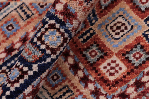 handmade Geometric Kurjean Blue Beige Hand Knotted RECTANGLE 100% WOOL area rug 5x8