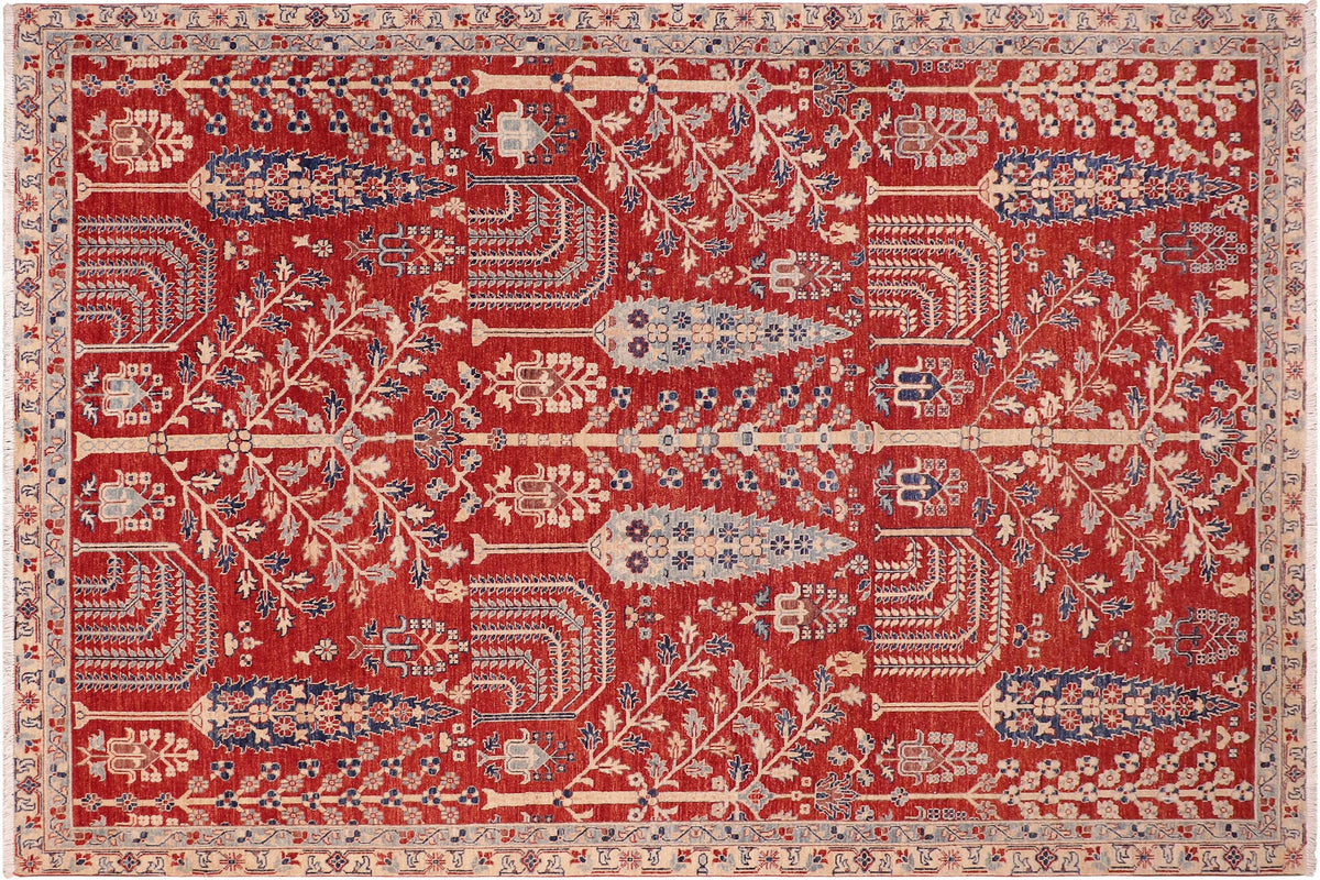 handmade Geometric Kafkaz Red Red Hand Knotted RECTANGLE 100% WOOL area rug 7' x 10'