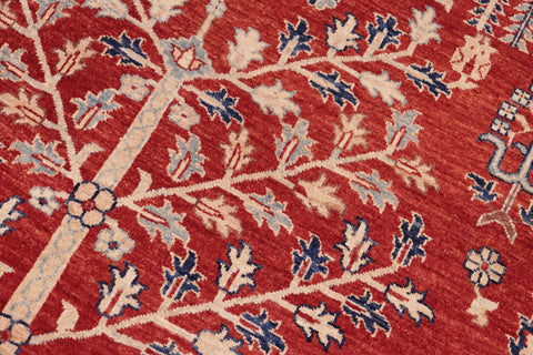 handmade Geometric Kafkaz Red Red Hand Knotted RECTANGLE 100% WOOL area rug 7' x 10'